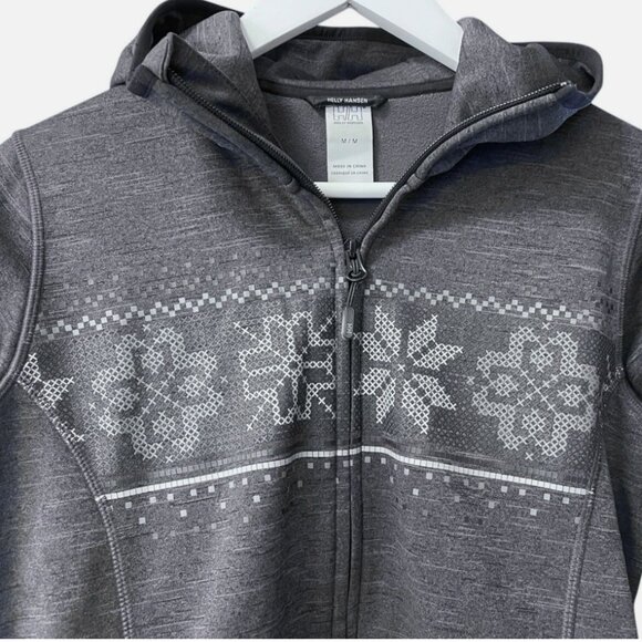 Helly Hansen Full Zip Snowflake Pattern Hooded Fleece Outdoor Jacket Women's M - Picture 4 of 11